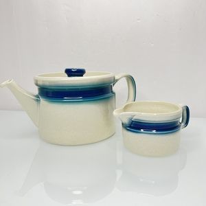 Wedgwood Blue Pacific Oven To Table Teapot & Milk Jug Creamer Made In England